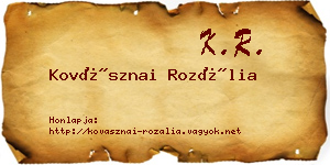 Kovásznai Rozália névjegykártya